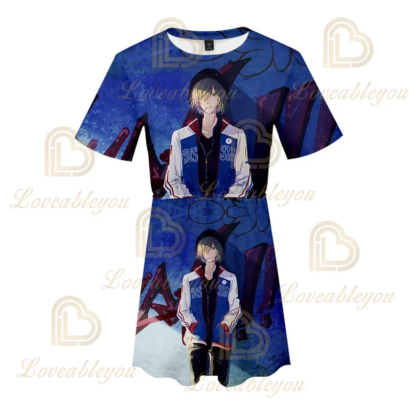 

2021 Anime Russia Cosplay Women's 3D Print Costume Skirt Set Short Sleeve Female T-Shirt Dress Clothing