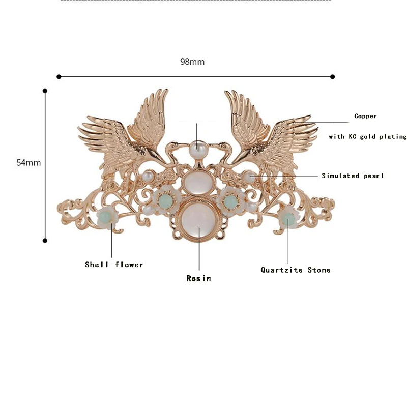 2021 New Ancient Style Flying Crane Hair Crown Hairpin Headdress Bird Tiaras Hair Jewelry Classical Hanfu Hair Accessories images - 6