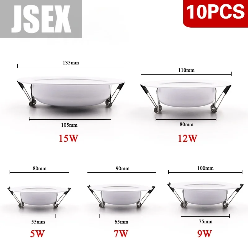 

10pcs LED Downlight Ceiling 5W 7W 9W 12W 15W Warm white/cold white led light AC 220V 230V 240V