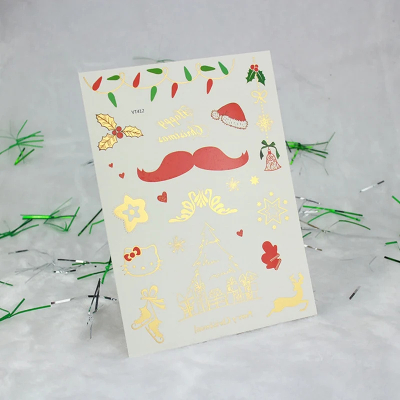 Рождество Горячая штамповка временные искусственные татуировки Золотой