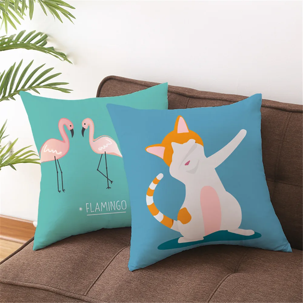 

Custom Pink Flamingo Pillowcases Decorative Sofa Room Bed Pillow Cover Home Car Cute Cushion Case 45*45cm(One Side) TPR023