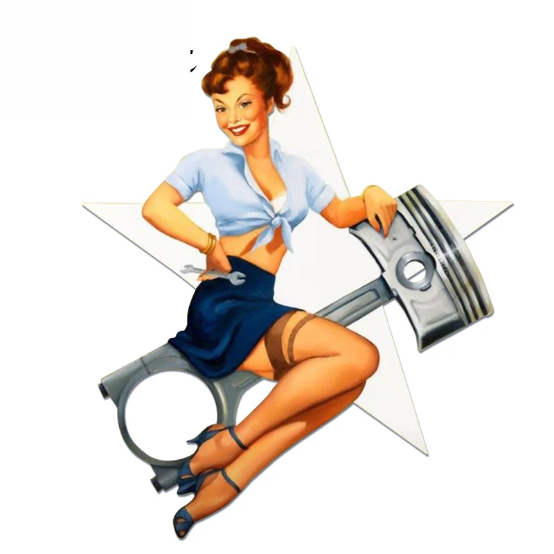 

Dawasaru 3D Car Sticker Sexy Pin Up Mechanic Girl Windows Decal Bumper Motorcycle Car Styling Home Wall Decor 13cm X 11.2cm