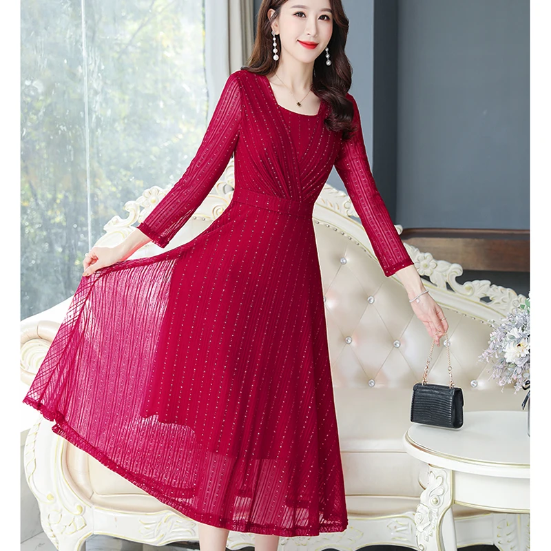 

Plus Size Long Sleeve Pink Casual Maxi Dresses 2021 Autumn Winter Black Vintage Midi Dresses Women Bodycon Party Classy Vestidos