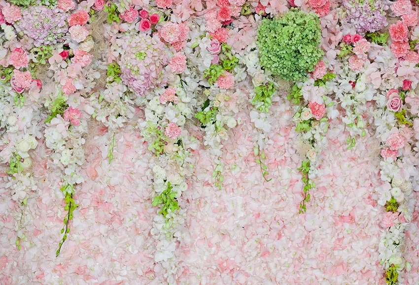 

7x5ft Wedding Ceremony White Pink Floral Flowers Romantic Wall Custom Photo Studio Background Backdrop Vinyl 220cm x 150cm
