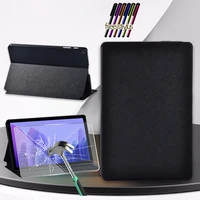 tablet case for samsung galaxy tab a7 t500t505 10 4 inch pure black leather protective case glass tempered film stylus
