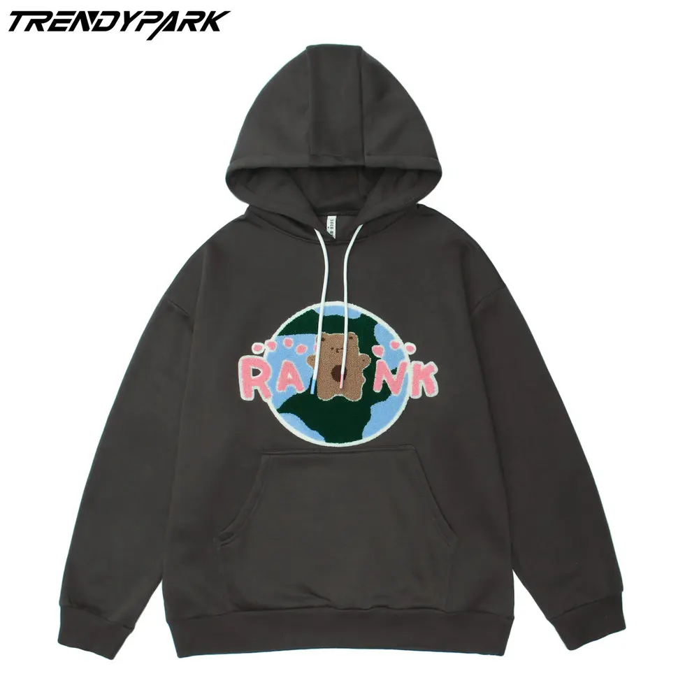 

Men's Streetwear Sweatshirt Hip Hop Hoodies Funny Bear Print Hooded Pullover 2021 Harajuku Cotton Casual Sweatshirt Warm Hoodie
