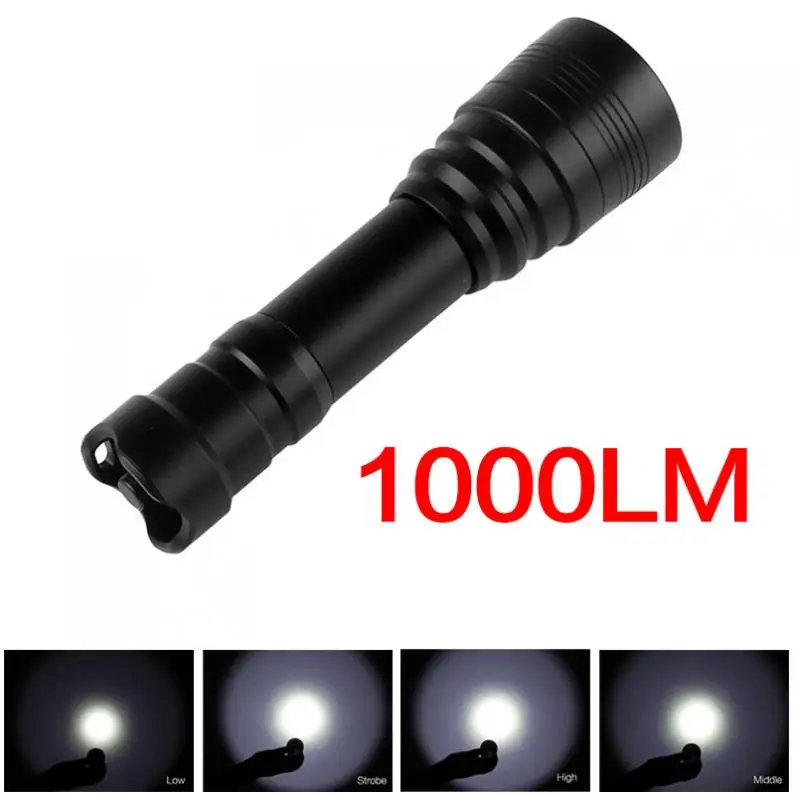 

Waterproof High Power Underwater 150m 1000Lm XM-L2(U2) Handheld Diving Flashlight Lamp Torch + 18650 Battery + Charger