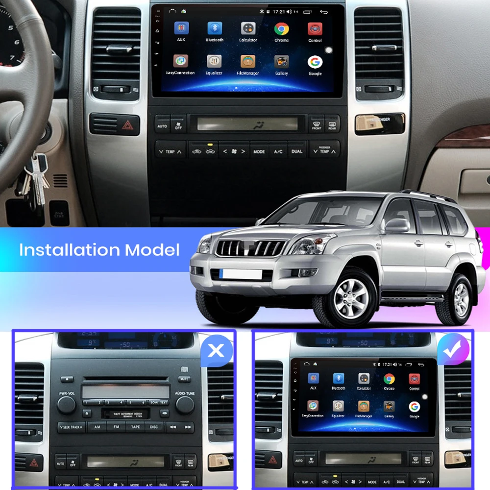 Android 10 для Toyota Land Cruiser Prado 120 2004 - 2009 автомобильное радио мультимедийный видеоплеер