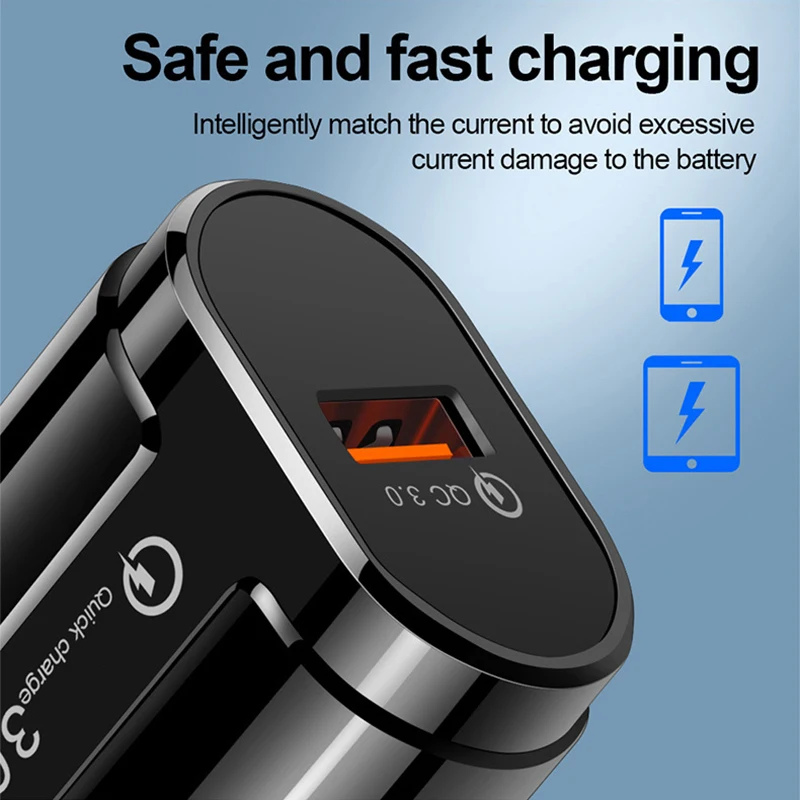Фото EU/US Quick Charge 3 0 3A USB зарядное устройство настенное для телефона адаптер iPhone X MAX 7 8 QC3.0 EU/US Quick Charge 3 0 3A USB зарядное устройство настенное для телефона адаптер iPhone X MAX 7 8 QC3.0