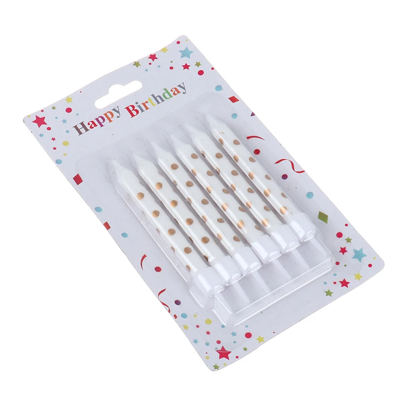 

7colors High-end Nordic Style Birthday Candle Smokeless Candle Golden Silver Line Candle Baking Party Decoration