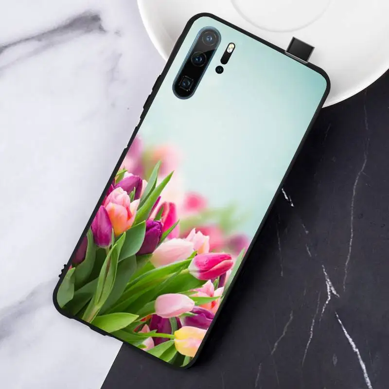 

Peony tulip flower pink coque Phone Case For Huawei honor Mate P 10 20 30 40 Pro 10i 9 10 20 8 x Lite