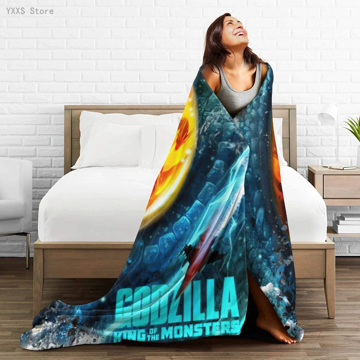 

Godzillas 3D Cartoon Sherpa Blanket Warm Super Soft Flannel Office Nap Bedspread Sofa Bedding Plush Quilt Plaids 291796037