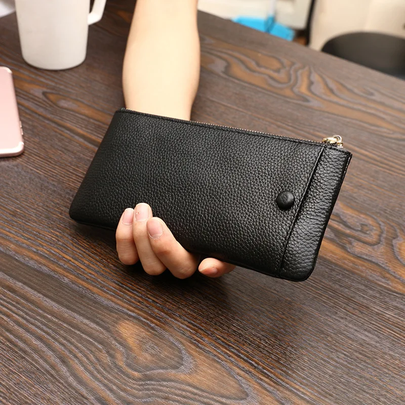 Женский Длинный кошелек из кожи с молнией ультратонкая сумка для телефона мягкий