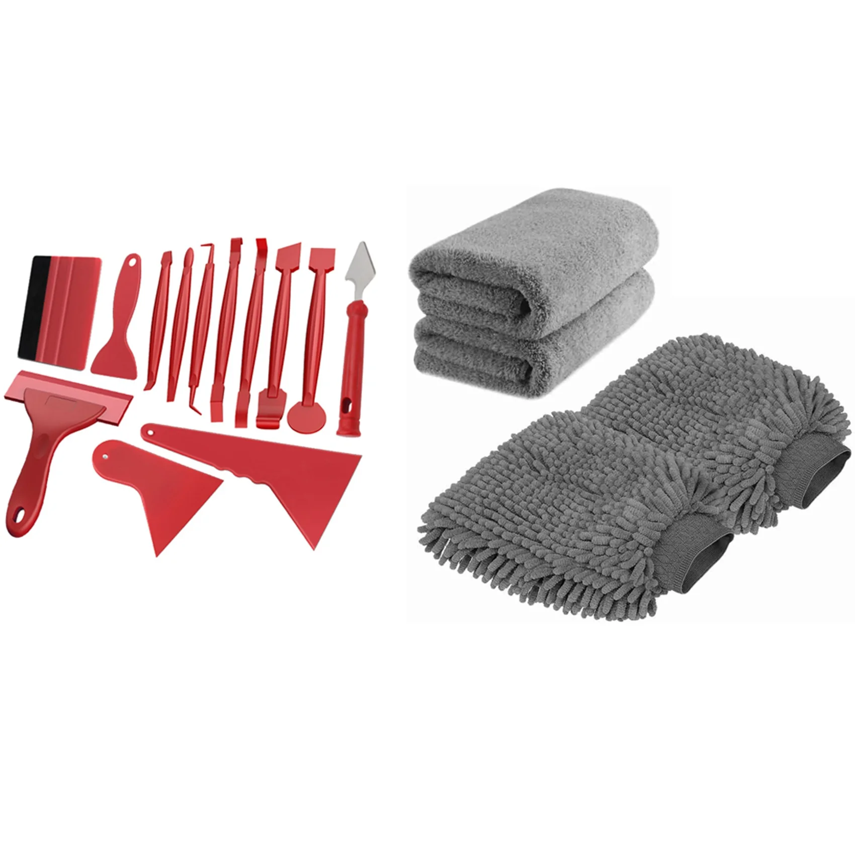 

Premium Chenille Microfiber Wash Glove and Microfiber Towel with 13PCS Auto Car Wrap Film Tools