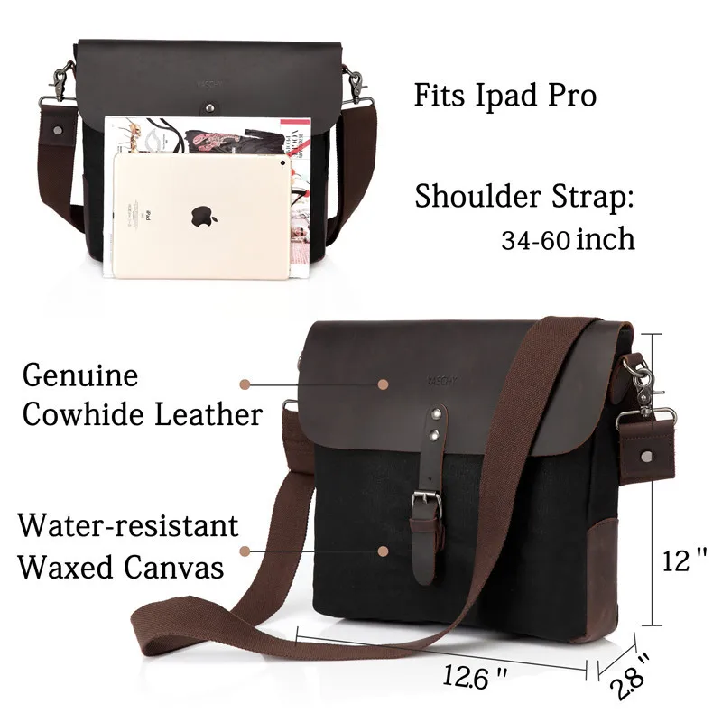 Винтажная маленькая сумка-мессенджер VASCHY из вощеной ткани классический мужской