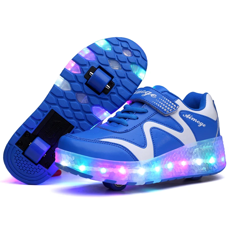 New Children Roller Skate Shoes Boys Girls Automatic Jazzy LED Lighted Flashing Skates Kids Sneakers With One/Two Wheels | Детская