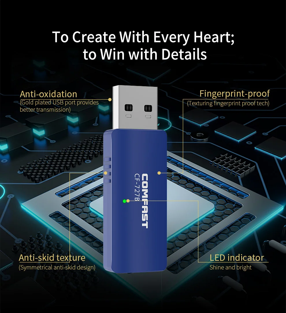 USB WiFi Bluetooth 4 2 адаптер 1300 Мбит/с двухдиапазонный 4/5 ГГц Беспроводной внешний