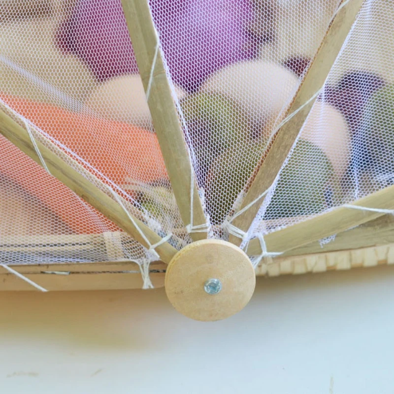 Handmade Bamboo Storage Basket Anti-Mosquito Dustproof Mesh Drying Fruit And Vegetable Tray | Дом и сад