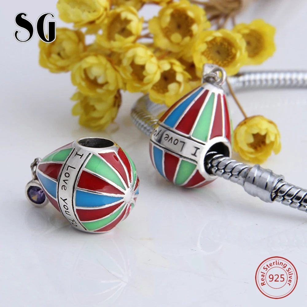Fit Authentic European Charms Bracelet Silver 925 Original Hot Air Balloon Beads for Women Color Enamel Zircon Fashion Jewelry | Украшения