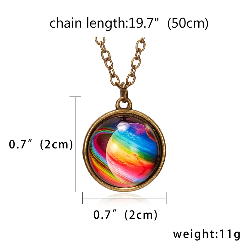 

Unisex Creative Luminous Necklace Ball Pendant Double Sided Nebula Planet Vintage Galaxy Necklace Women Men Glowing Jewelry