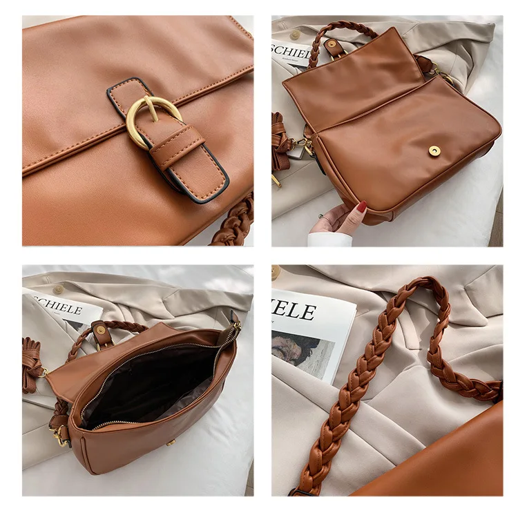 

Vintage Women Shoulder Bag PU Leather Female Crossbody Bags Large Capacity Tote Handbag Fashion Flap Bags Lady Purse