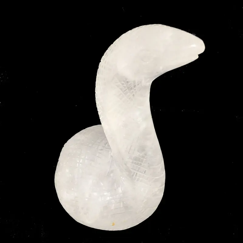 Природный прозрачный кварц змея кристалл статуя животных король Кобра ручной