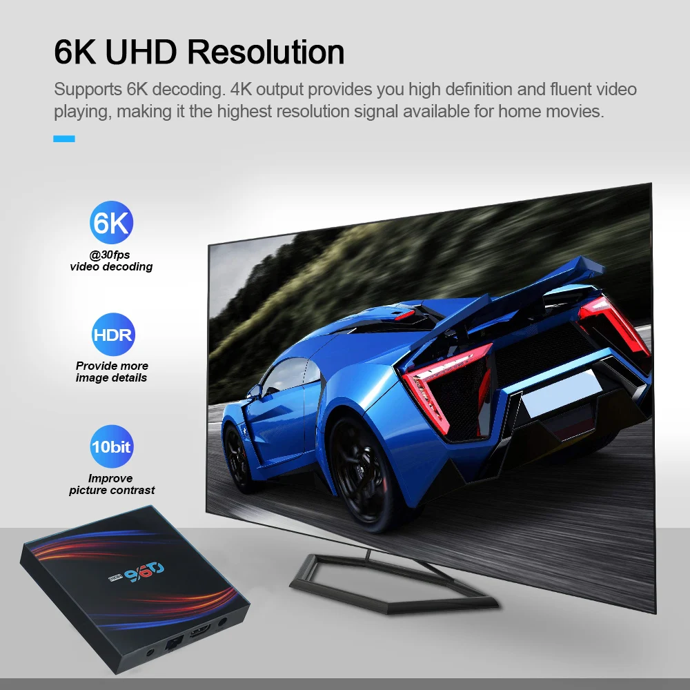 Приставка Смарт ТВ Allwinner H616 Android 10 0 4 ядра UHD 4K 6K HDR + 32 ГБ 2 ГГц Wi Fi|ТВ-приставки и