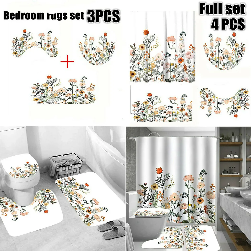 

Curtain Toilet Cover Mat Decor Decoration Decorative Floor Flowers Home