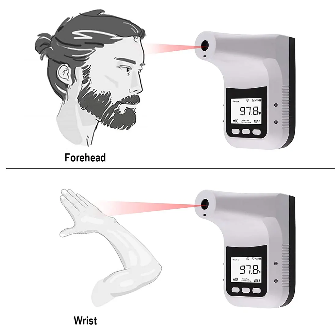 

Non-contact Infrared Thermometer Wall Mounted Termometro Digital Temperature Sensor Laser Gun IR with Fever Alarm for Outdoor