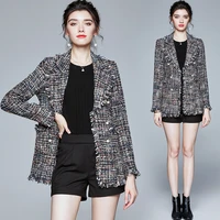 zuoman women autumn winter elegant blazer jacket coat female high quality vintage designer office lady outerwear coats