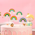 Полимерная глина, радуга, облака, торт, топперы для дня рождения, свадьбы, десерт, торт, семейная вечеринка, кекс, Топпер