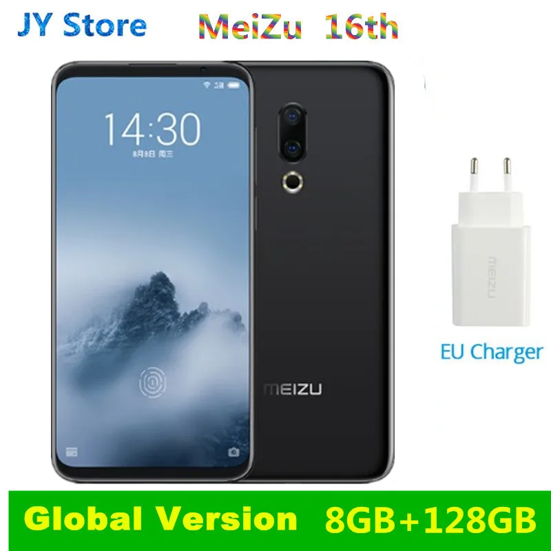 Оригинальная глобальная версия Meizu 16th 16 4G Snapdragon 845 Adreno 630 8GB ram 128GB rom 6," FHD 2160x1080P полноэкранная двойная камера