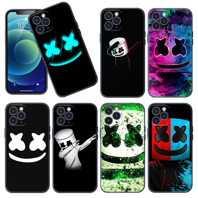 DJ marshmallow Phone Case For Apple iPhone 12 13 Mini 11 Pro Max XR X XS MAX 8 7 6S 6 Plus SE 5S 5 2020 Soft TPU Black Cover