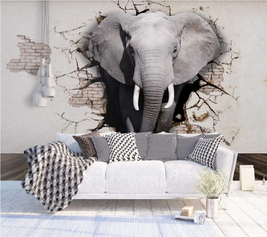 Индивидуальные 8d фото обои 3d росписи стерео слон художественный фон настенные