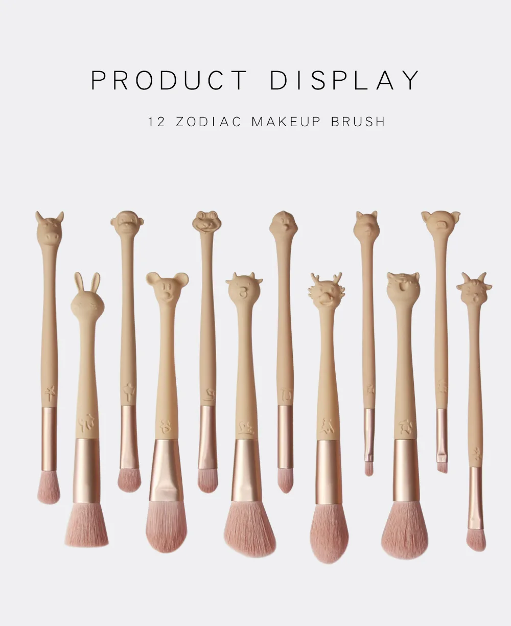 Милые кисти для макияжа с рисунком зодиака 12 шт. пудры румян теней век консилера