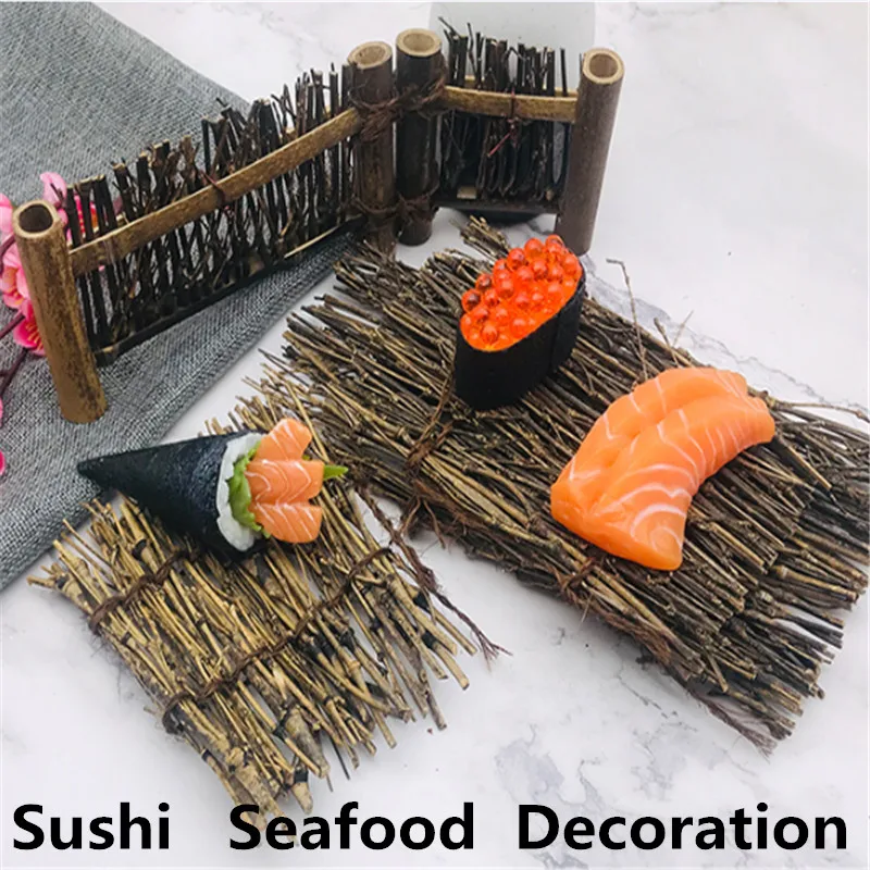 Vintage bamboo sushi dish bamboo fence Japanese Korean fence plate Cuisine Sushi Boats Bamboo Creative Exquisite Sushi Tools