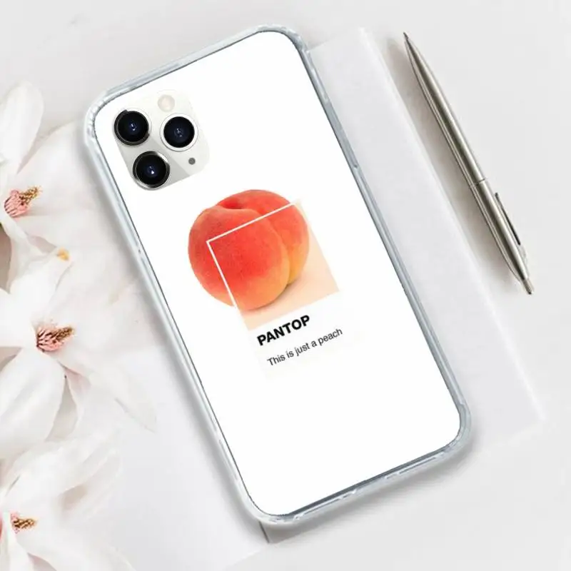 

Peach Fundas Strawberry Orange Phone Case Transparent for iPhone 11 12 mini pro XS MAX 8 7 6 6S Plus X 5S SE 2020 XR