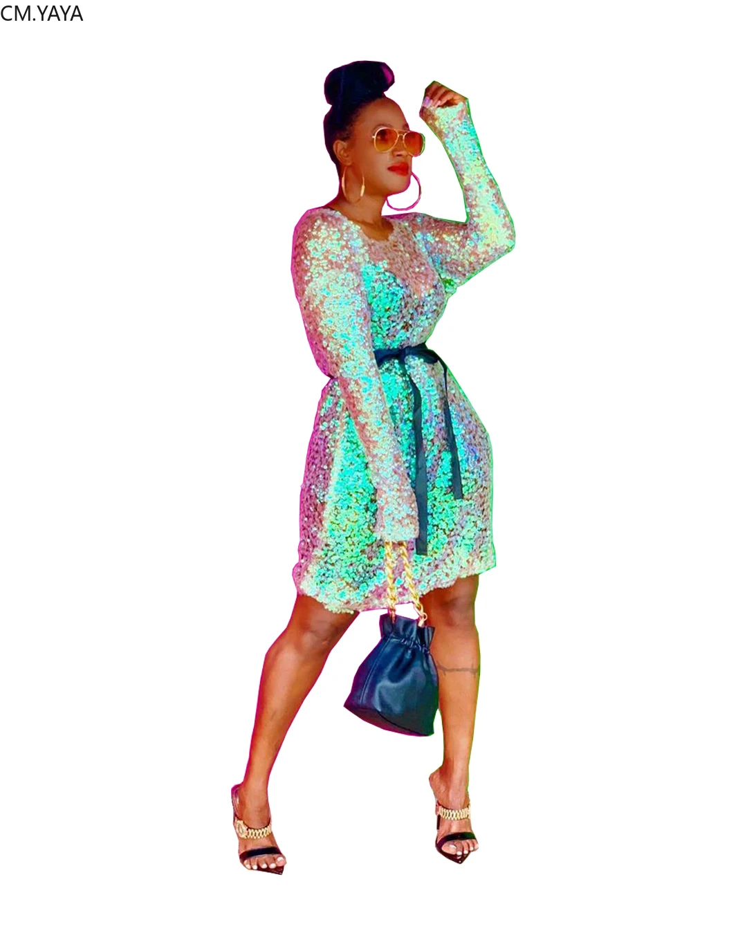 2019 Новинка сезон осень-зима женские платья длинный рукав Круглая горловина