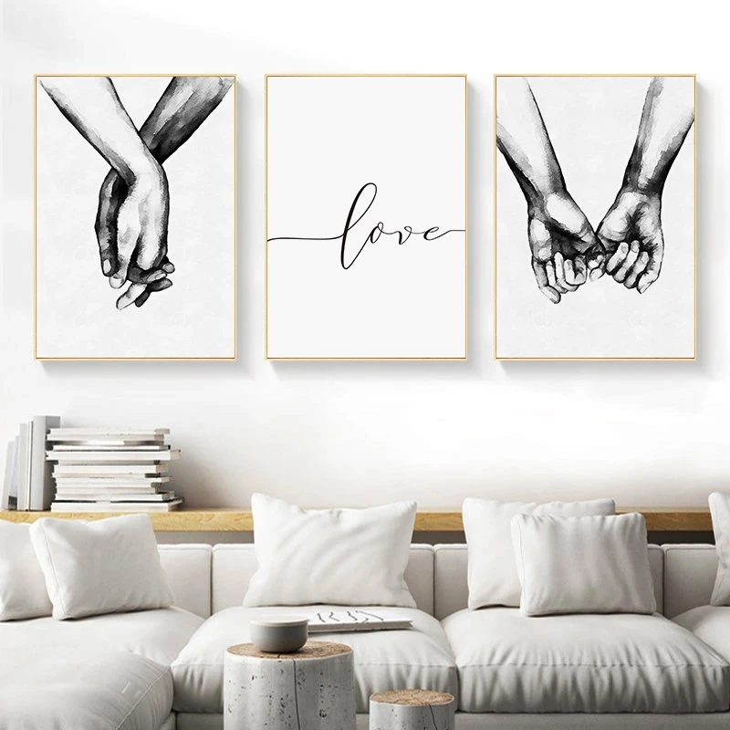 

Abstract Minimalist Black Drawing Hands Paintings Wall Art Nordic Canvas Prints Posters Living Room Bedroom Corridor Decoration