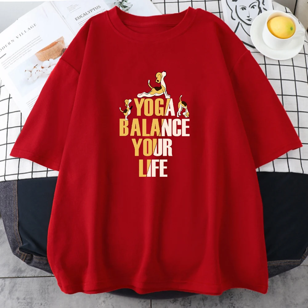 

Yoga Balance Print T-shirts Woman Creativity S-XXXL Cotton T-shirts Vogue Casual T-shirt Street Crewneck Female T Shirts