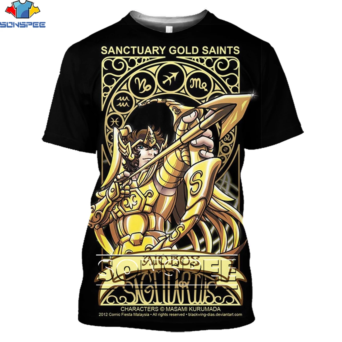 

SONSPEE New Classic Cartoon Saint Seiya Series Print Shirt 3D Summer Men Women Anime T-shirt Fashion Streetwear Man Clothing