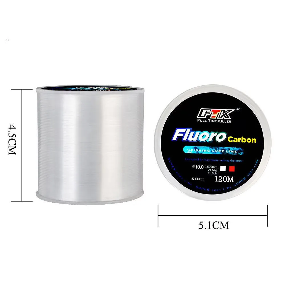 

120M High Quality Nylon Fluorocarbon Coated Fishing Line Super Tensile And Wear-Resistant 7.15LB-45LB Fishing Tackle