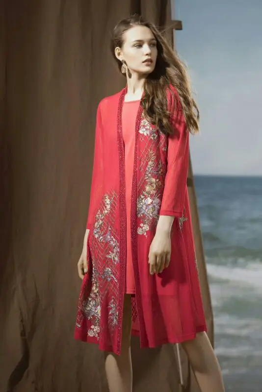 

Plus Size Clothing 2020 Autumn Fashion Long Cardigan Jacket High Quality Women Luxurious Embroidery Sequined Deco Long Coat 3XL