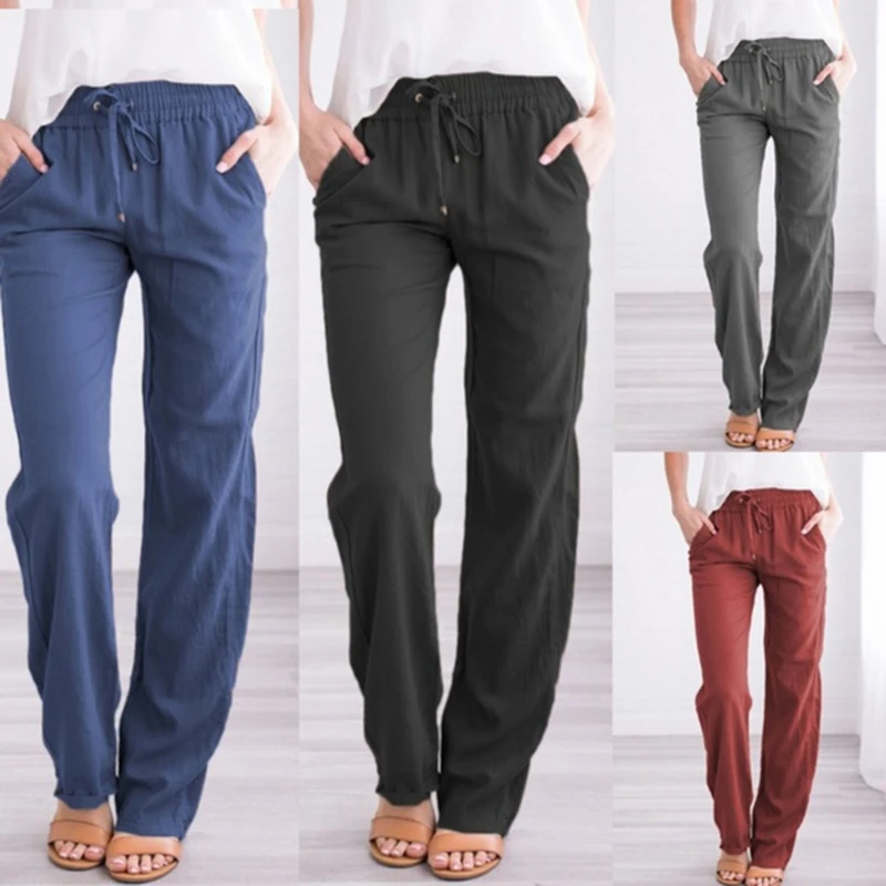 

Lace Up Summer Pants Women Sweatpants Pantalon Femme 4 Colors Cotton Linen Harem Pants Casual Plus Size Trousers Women