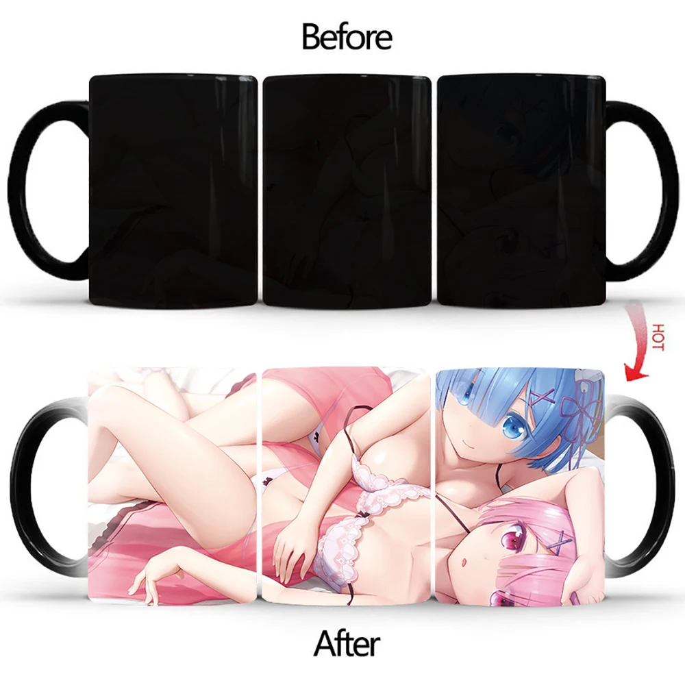 

Hot sale 2 Pajama girls coffee mug balck cup Ceramic teacup changing color cool modern keepsake mugs BSKT-171