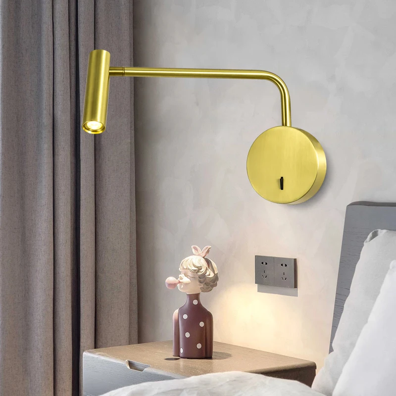 ZEROUNO الحديثة وحدة إضاءة LED جداريّة مصابيح دوران ديكور المنزل داخلي لغرفة النوم التبديل LED 3 واط القراءة ضوء السرير داخلي مصابيح بجانب السرير