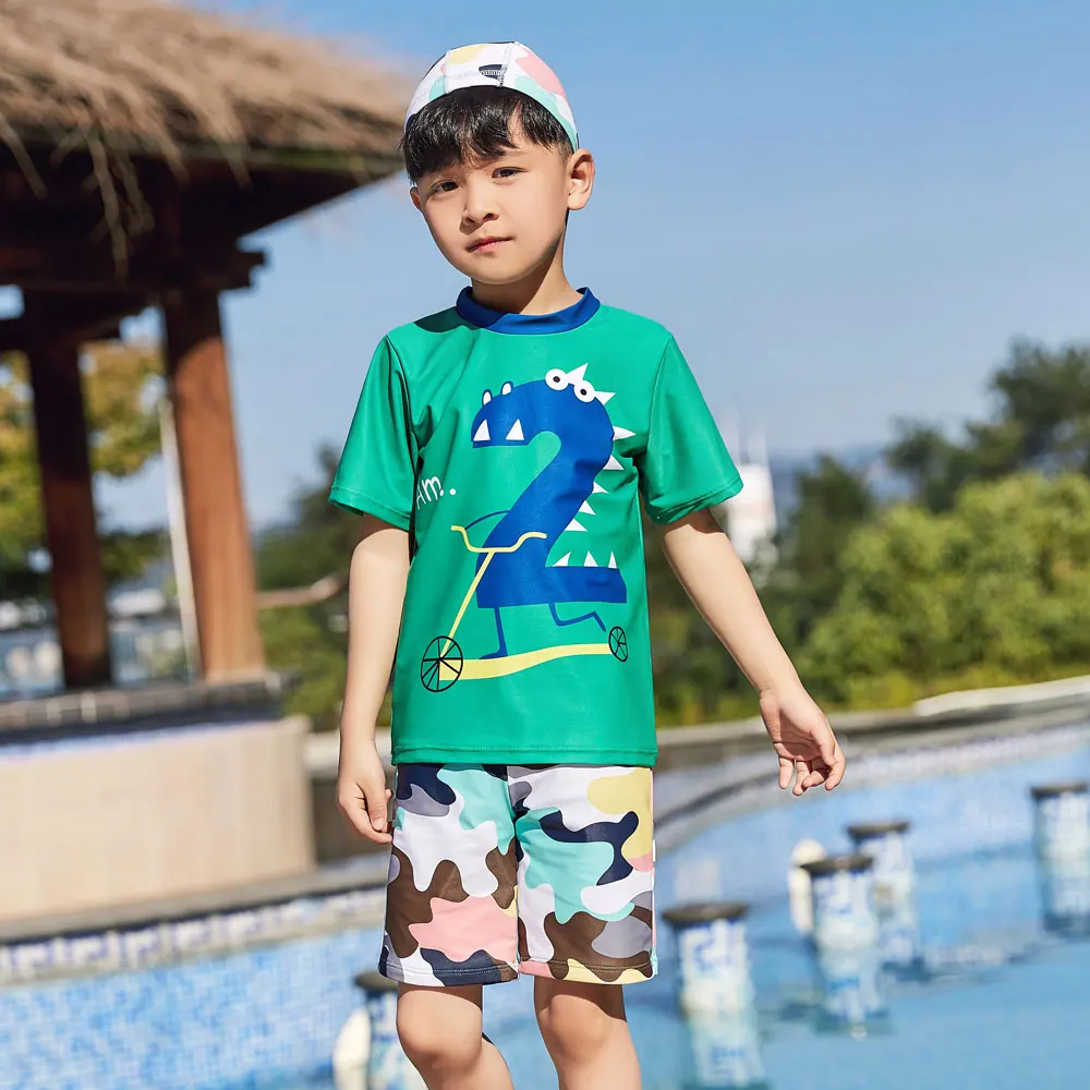 Детский купальный костюм из двух предметов для мальчиков с длинными рукавами (От