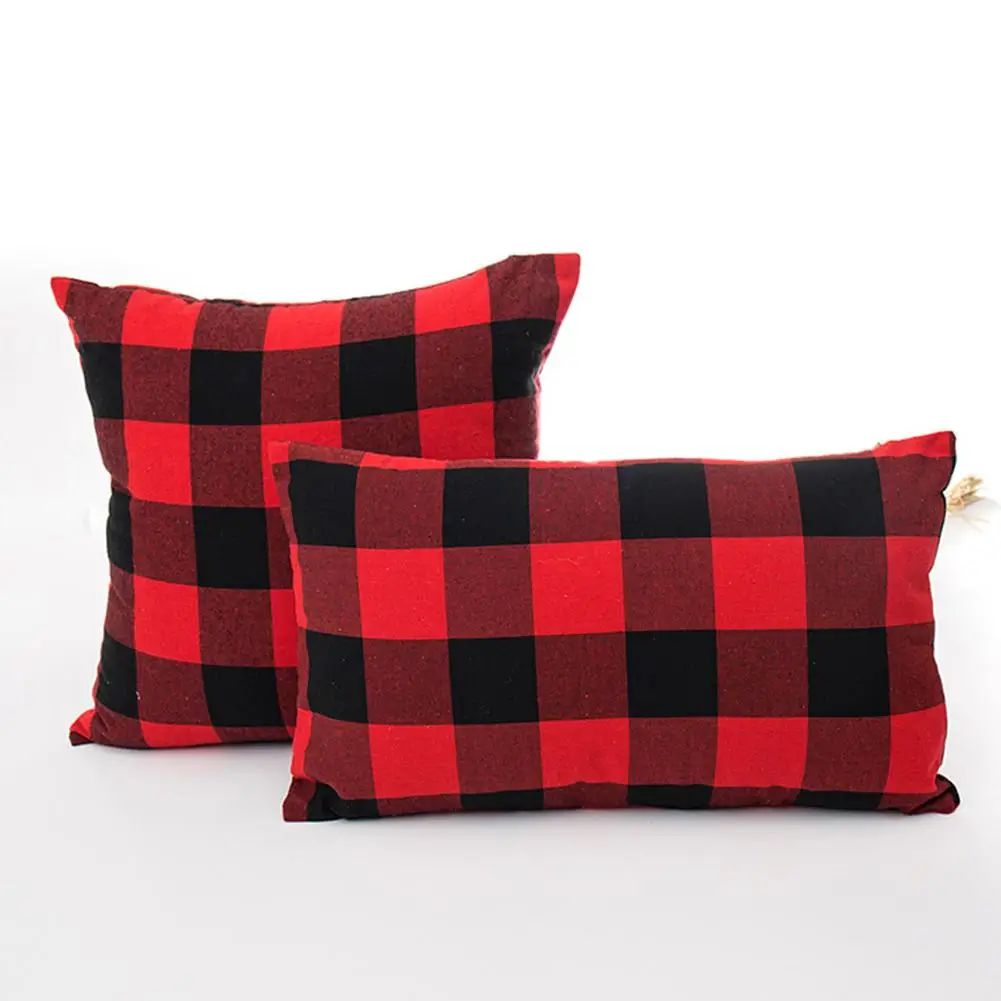 Рождественский красно черный клетчатый Мягкий Чехол на подушку чехол для дивана