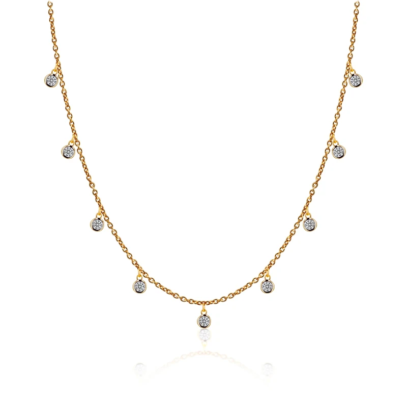 

2.8mm DEF VS Lab Grown Diamond Necklaces For Women 18K Yellow Gold Chain Round Pendant Jewelry Gift Wholesale