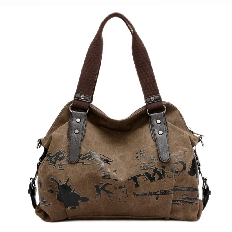 

Vintage Graffiti Women Bag Canvas Handbag Female Famous Designer Shoulder Bag Ladies Tote Large Crossbody Sac a Main bolsos Muje